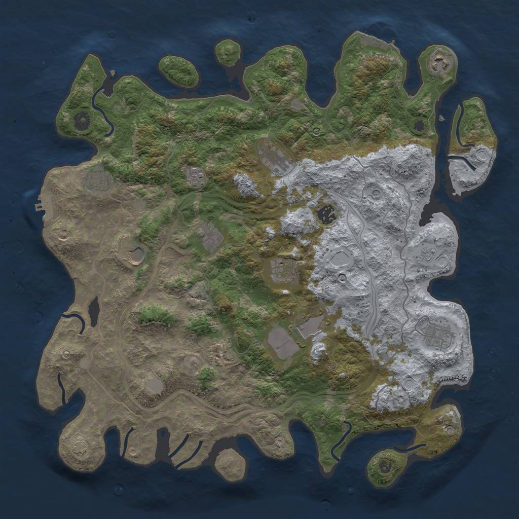 Rust Map: Procedural Map, Size: 4250, Seed: 1924013697, 19 Monuments