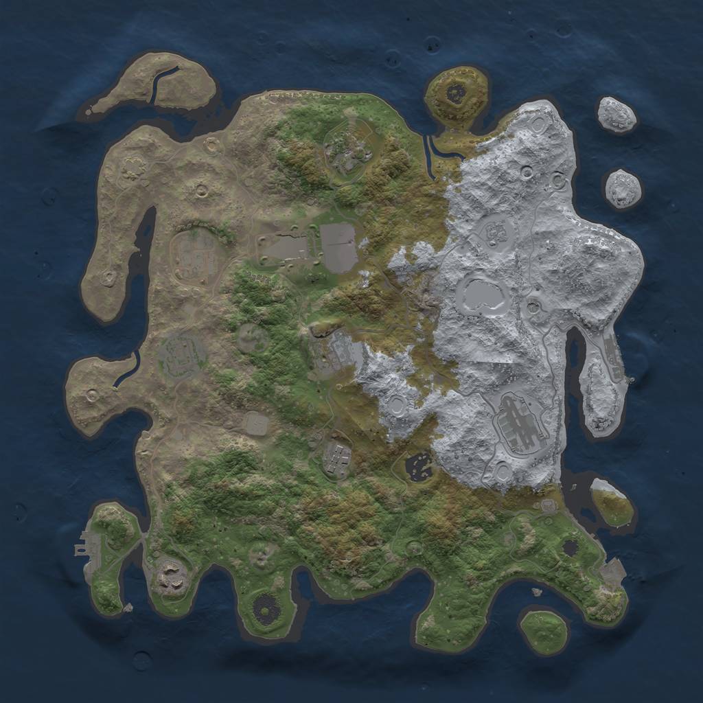 Rust Map: Procedural Map, Size: 3700, Seed: 30297268, 17 Monuments