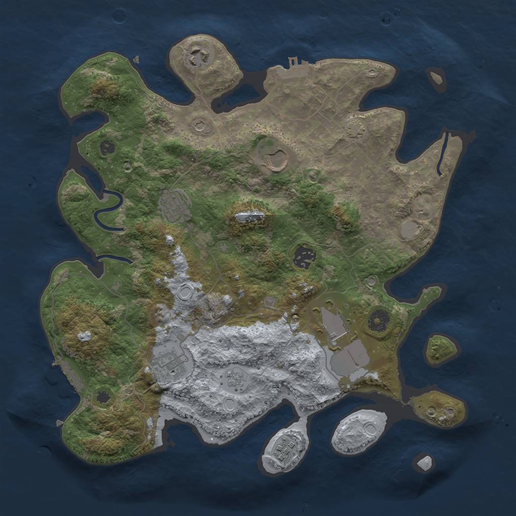 Rust Map: Procedural Map, Size: 3500, Seed: 653548374, 15 Monuments