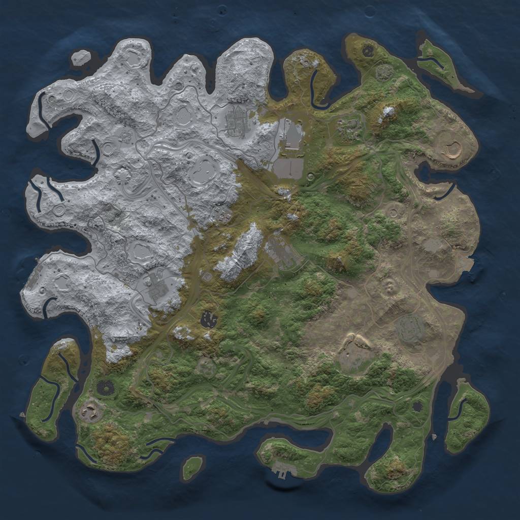 Rust Map: Procedural Map, Size: 4500, Seed: 372725232, 19 Monuments