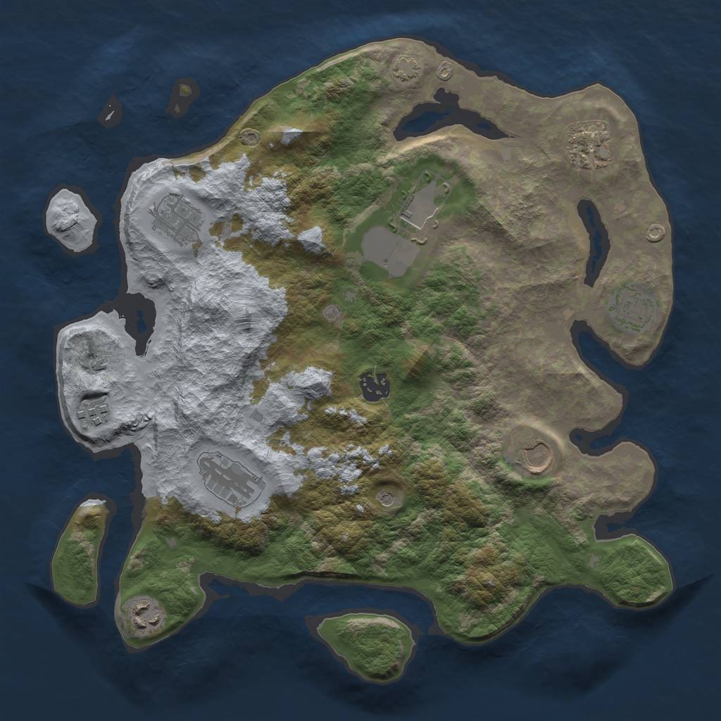 Rust Map: Barren, Size: 3500, Seed: 558973943, 13 Monuments