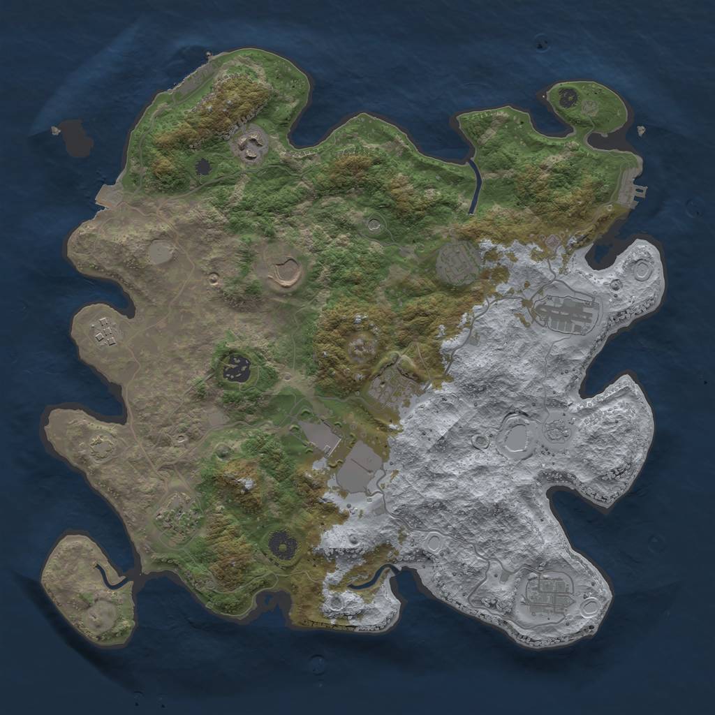 Rust Map: Procedural Map, Size: 3800, Seed: 1361085821, 18 Monuments
