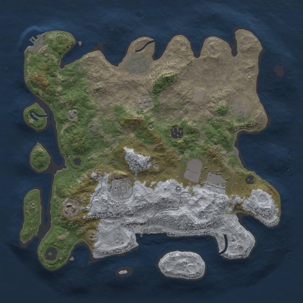 Rust Map: Procedural Map, Size: 3500, Seed: 46847837, 15 Monuments
