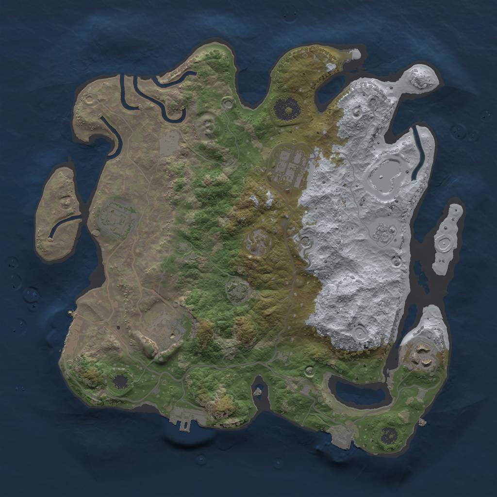 Rust Map: Procedural Map, Size: 3000, Seed: 1324657, 12 Monuments