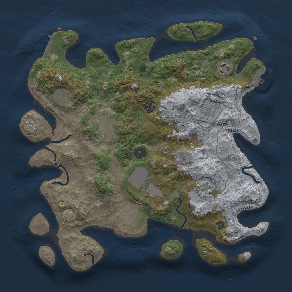 Rust Map: Procedural Map, Size: 3700, Seed: 459738787, 17 Monuments
