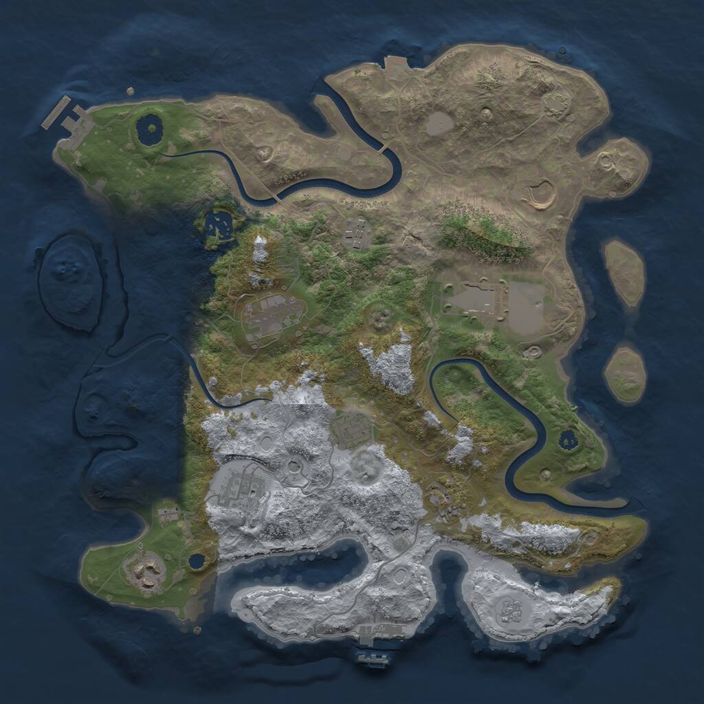 Rust Map: Procedural Map, Size: 3600, Seed: 13005, 15 Monuments