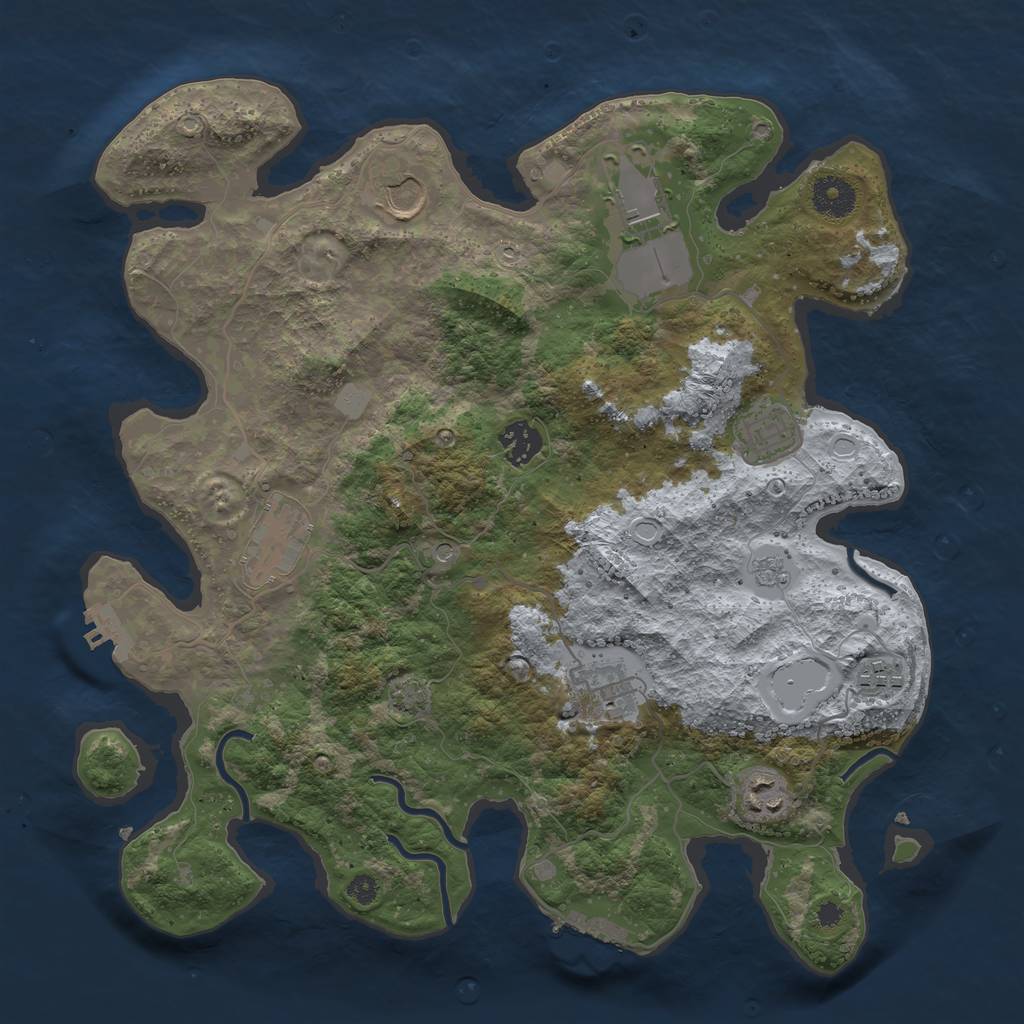 Rust Map: Procedural Map, Size: 3600, Seed: 23005, 16 Monuments