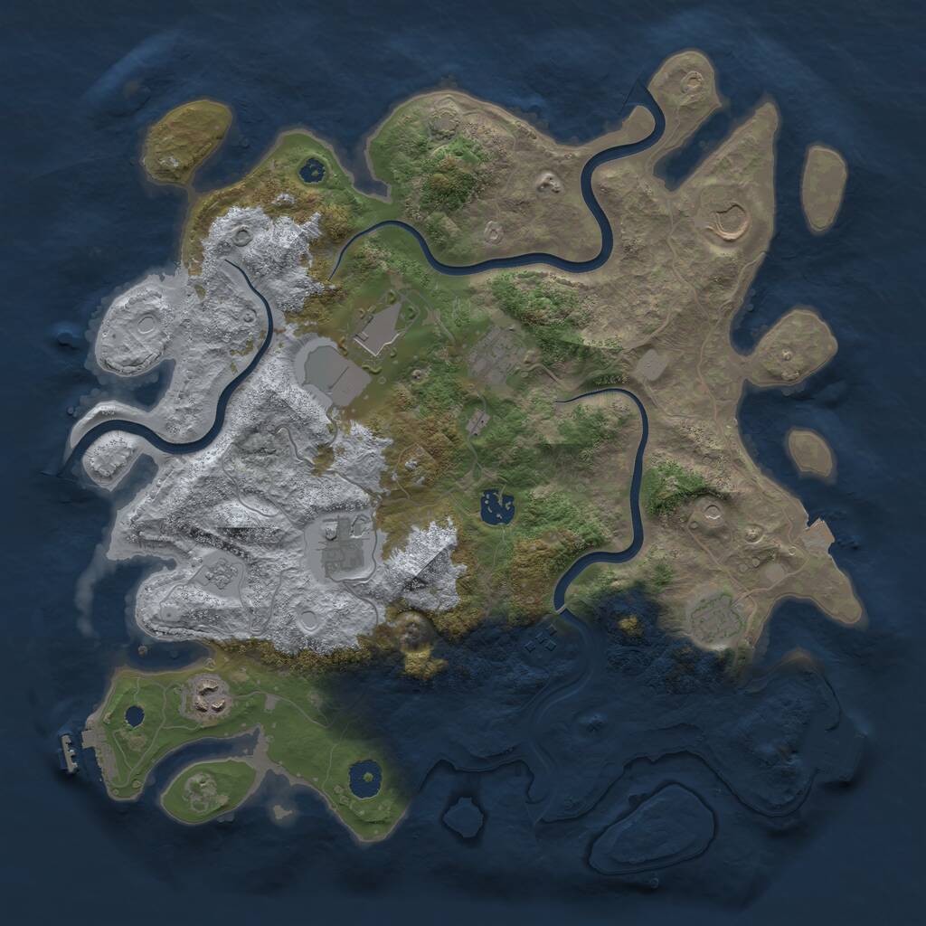 Rust Map: Procedural Map, Size: 3850, Seed: 428513552, 14 Monuments