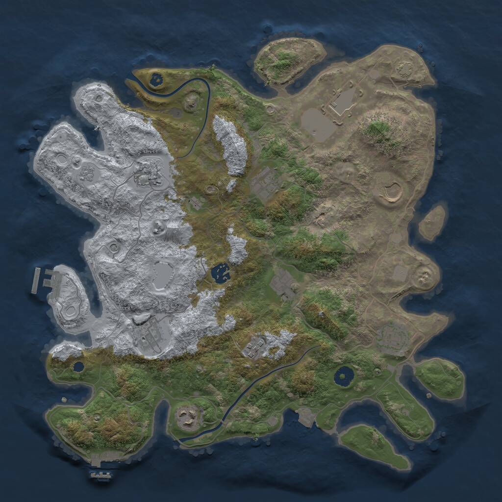 Rust Map: Procedural Map, Size: 3850, Seed: 39267911, 16 Monuments