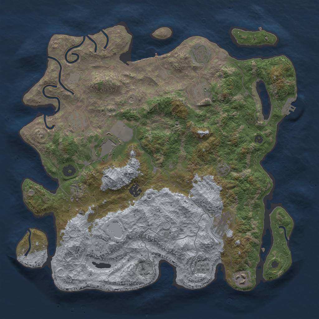 Rust Map: Procedural Map, Size: 3850, Seed: 96493345, 17 Monuments