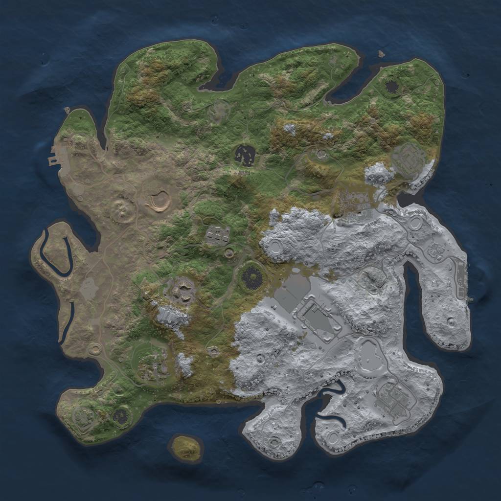 Rust Map: Procedural Map, Size: 3500, Seed: 39437826, 17 Monuments