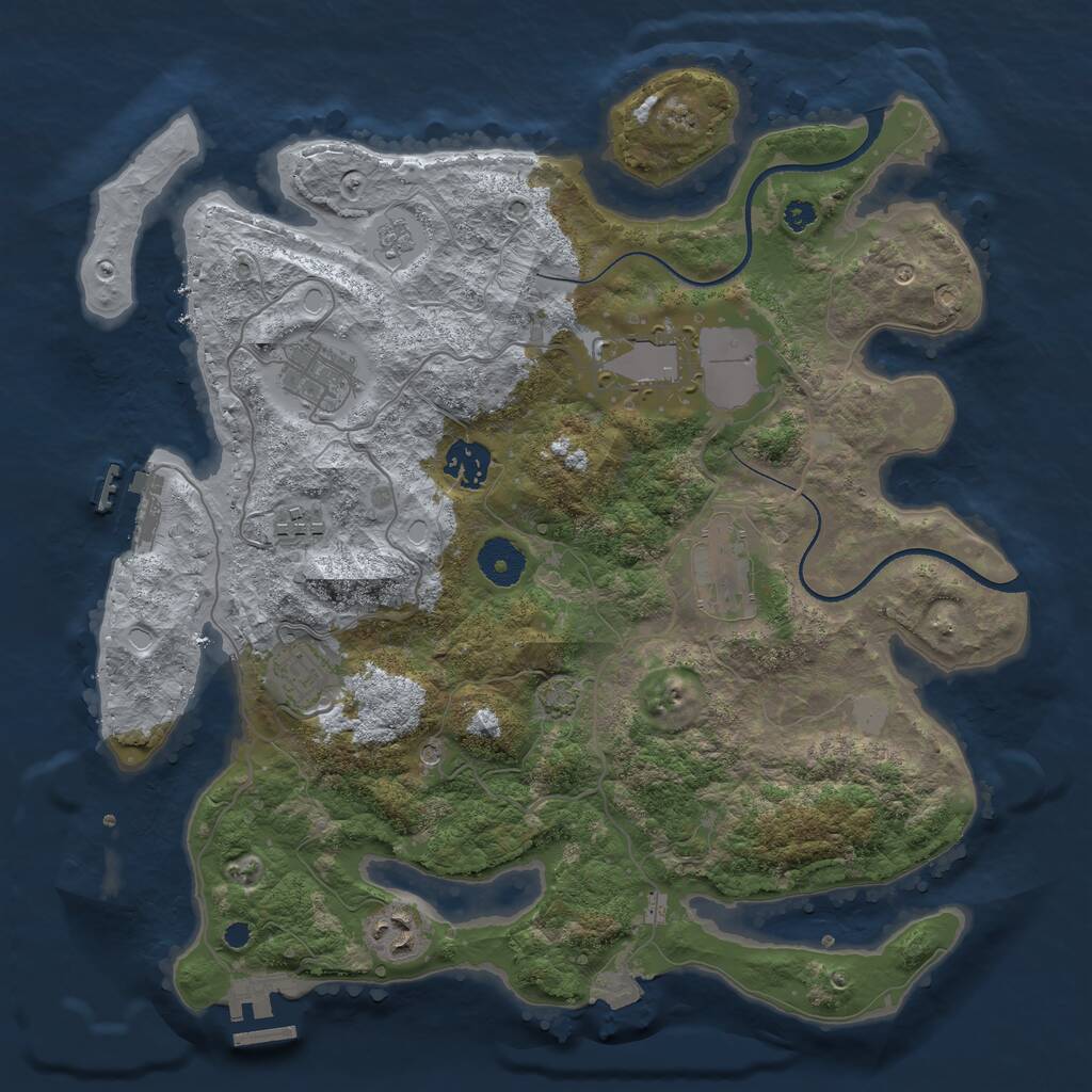 Rust Map: Procedural Map, Size: 3500, Seed: 36921872, 13 Monuments