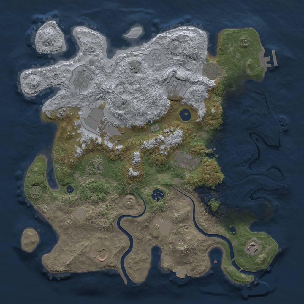 Rust Map: Procedural Map, Size: 3850, Seed: 69590157, 17 Monuments