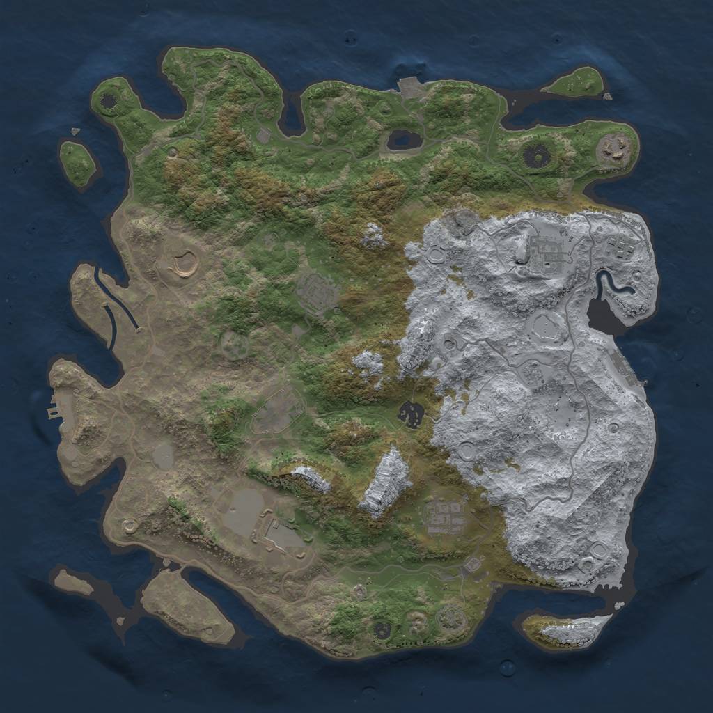 Rust Map: Procedural Map, Size: 4100, Seed: 15223656, 17 Monuments