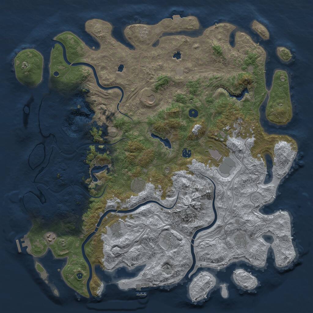Rust Map: Procedural Map, Size: 5000, Seed: 401377690, 16 Monuments