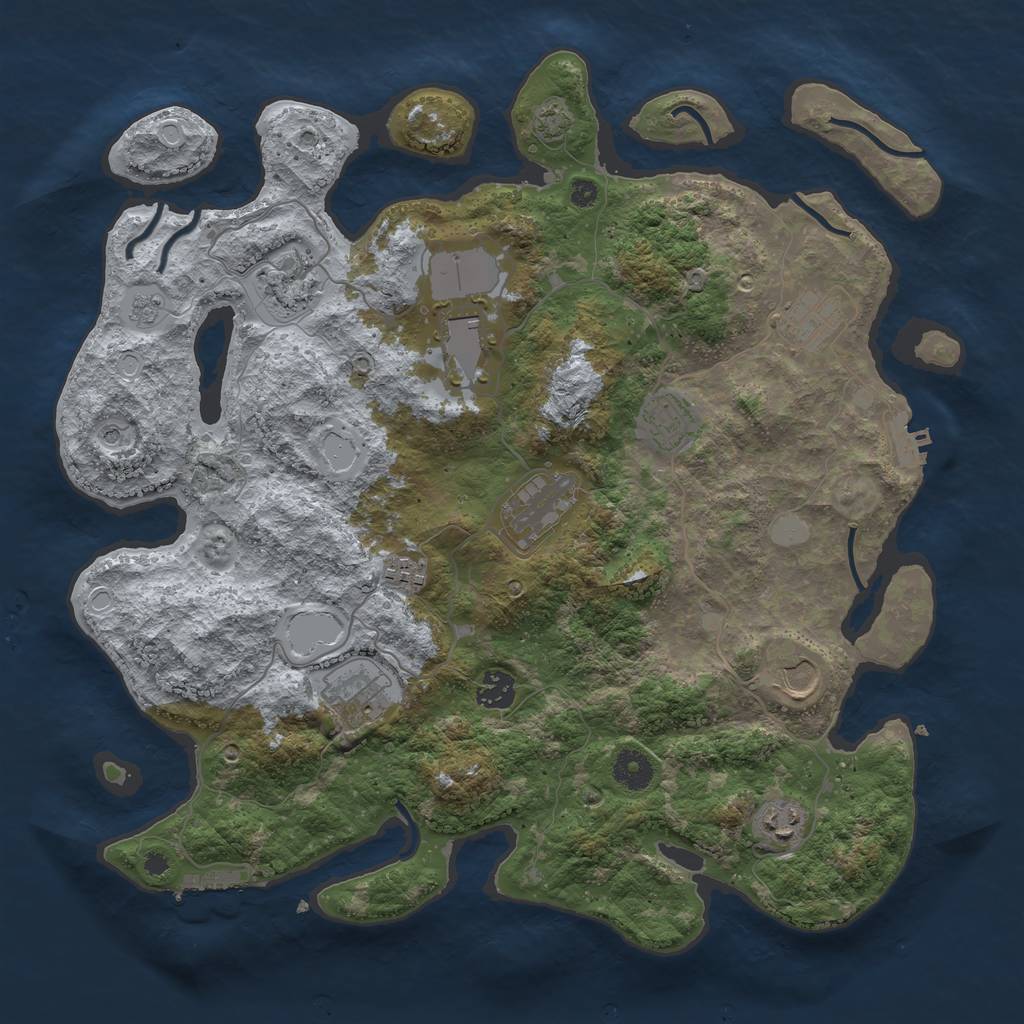 Rust Map: Procedural Map, Size: 3900, Seed: 6071200, 18 Monuments