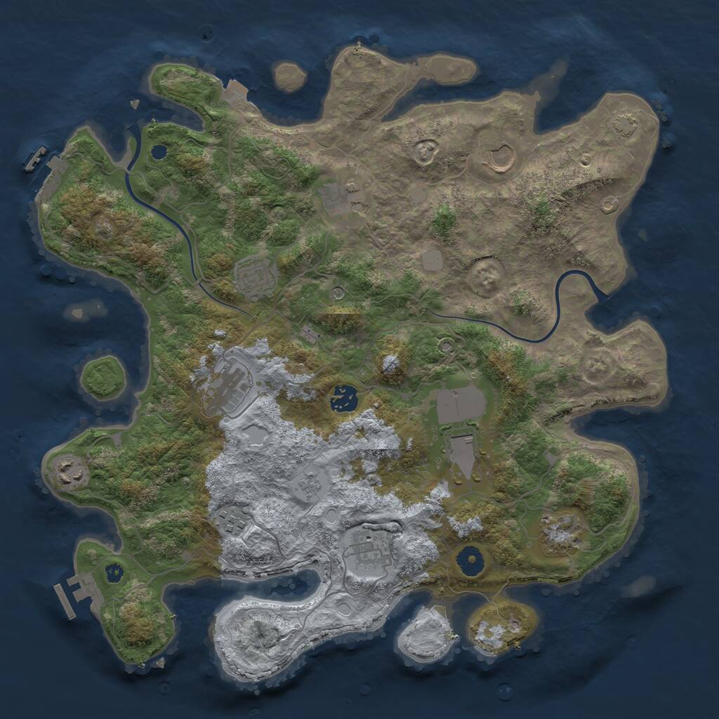 Rust Map: Procedural Map, Size: 3850, Seed: 61947077, 16 Monuments