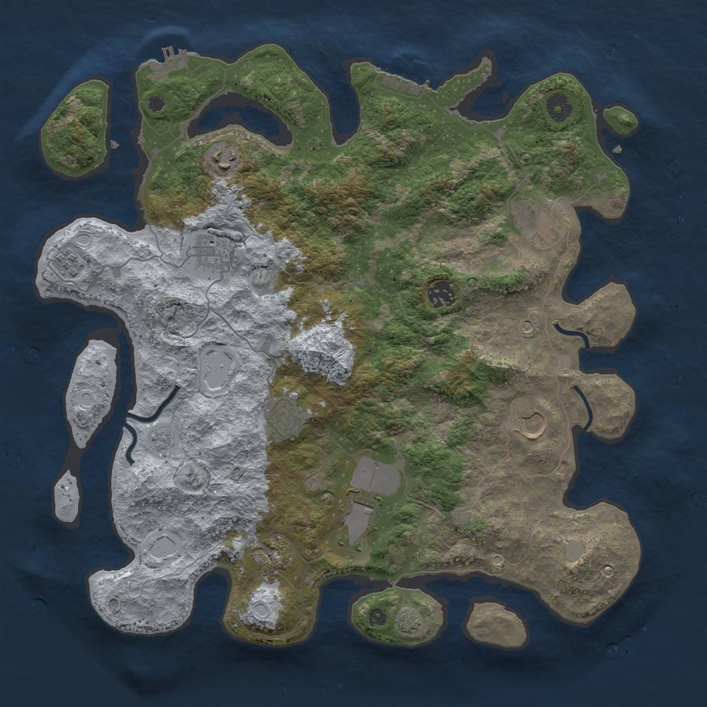 Rust Map: Procedural Map, Size: 3950, Seed: 30515961, 17 Monuments