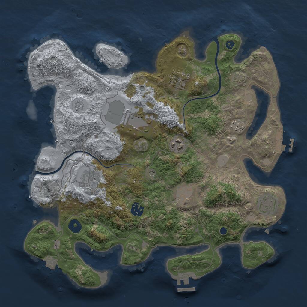 Rust Map: Procedural Map, Size: 3500, Seed: 61744730, 14 Monuments