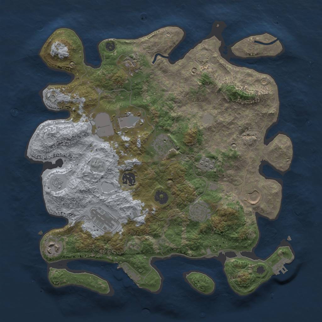 Rust Map: Procedural Map, Size: 3500, Seed: 76463209, 16 Monuments