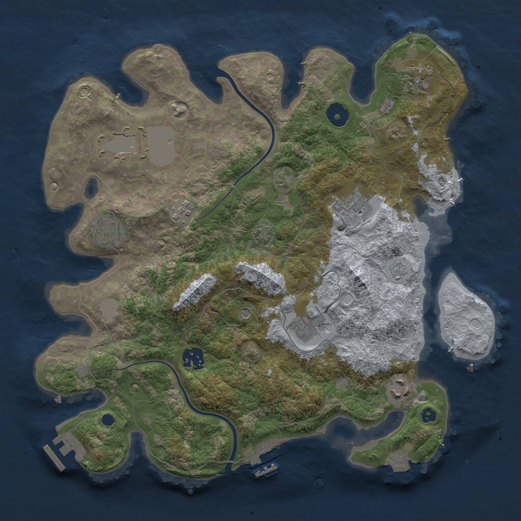 Rust Map: Procedural Map, Size: 3500, Seed: 50287988, 14 Monuments