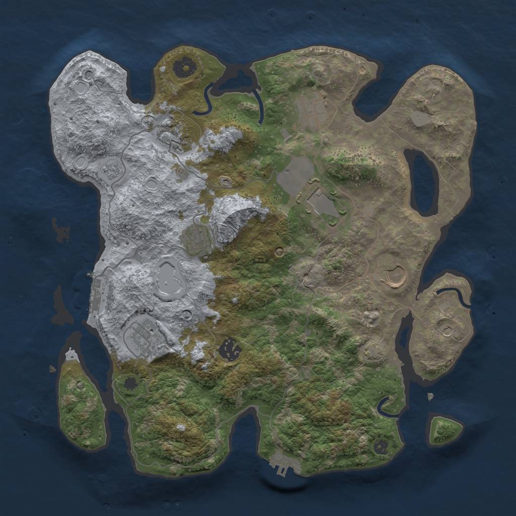 Rust Map: Procedural Map, Size: 3500, Seed: 24865240, 15 Monuments