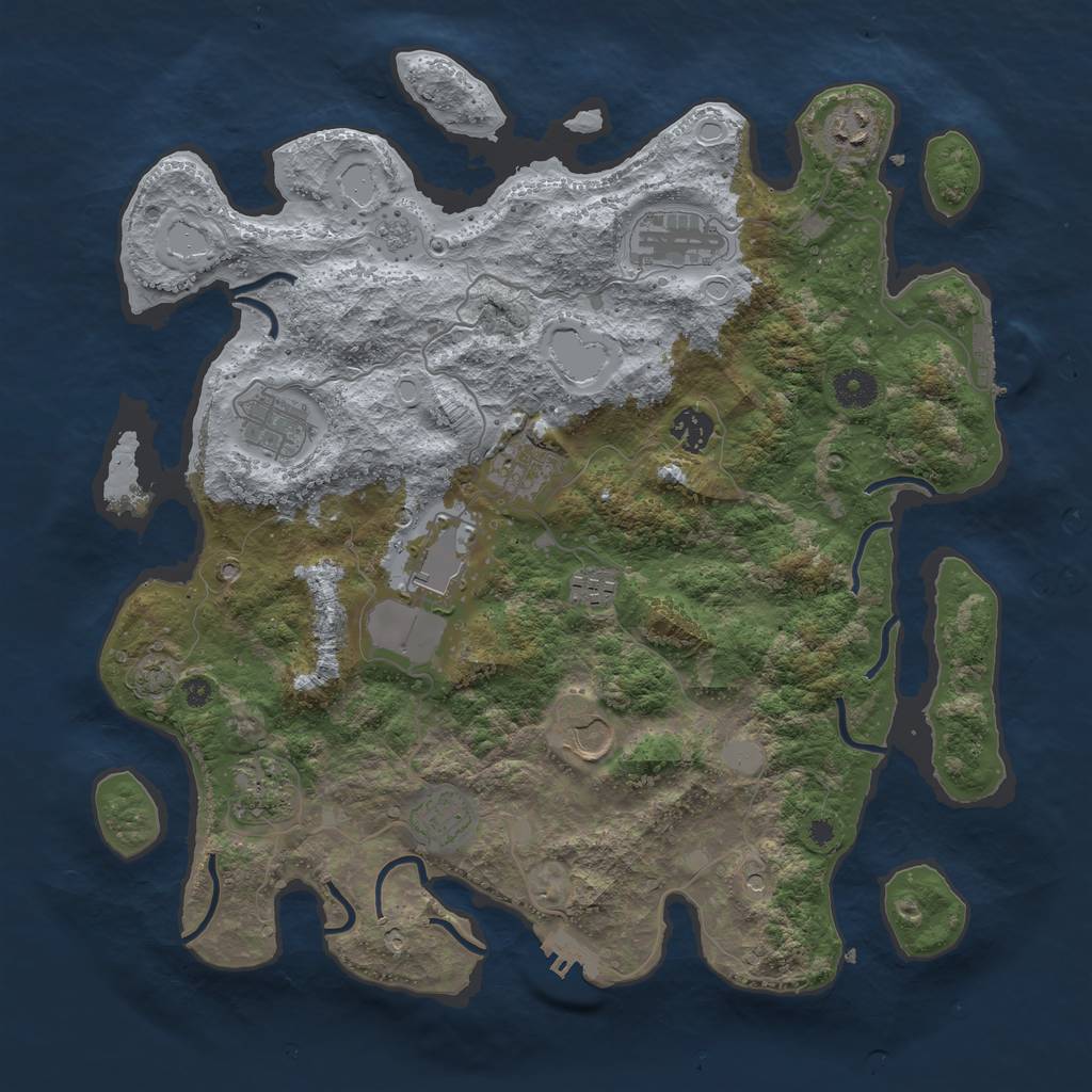 Rust Map: Procedural Map, Size: 3850, Seed: 39294958, 18 Monuments