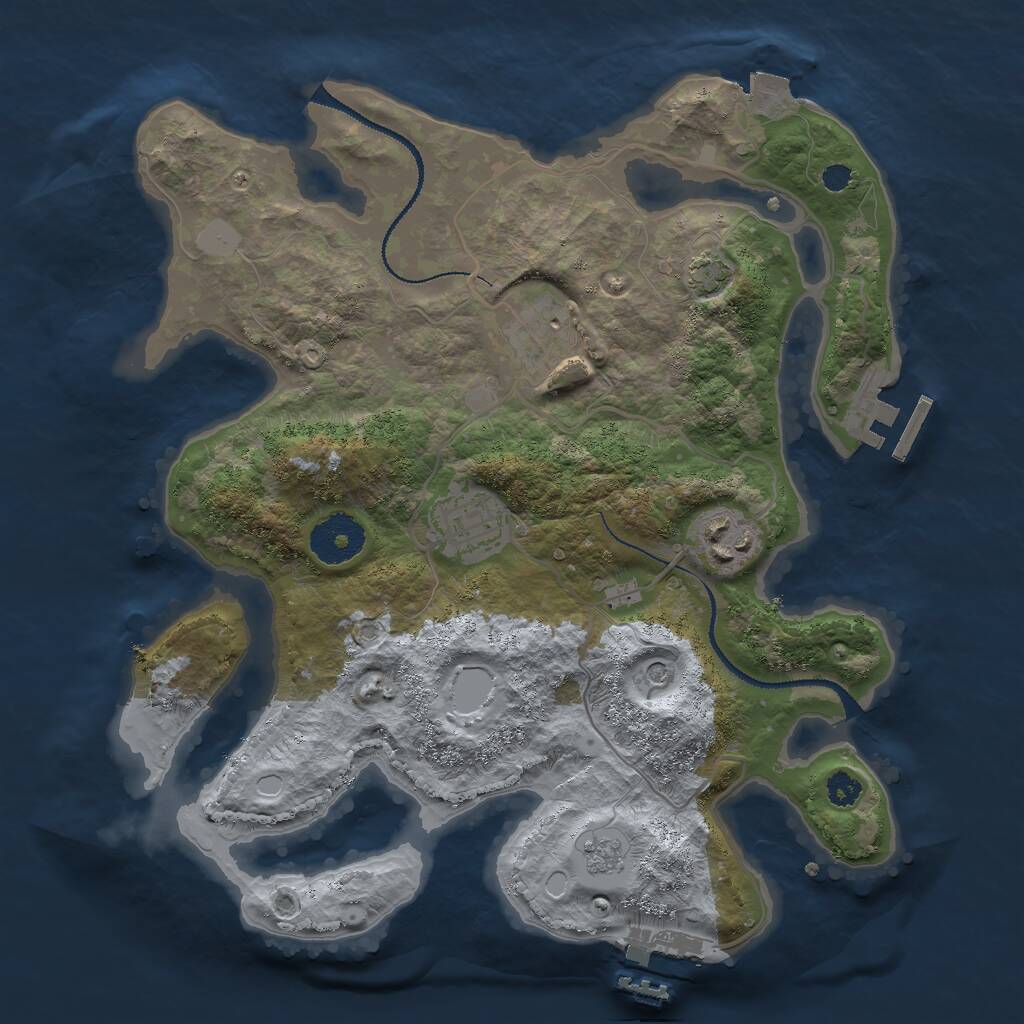 Rust Map: Procedural Map, Size: 3000, Seed: 19320, 9 Monuments