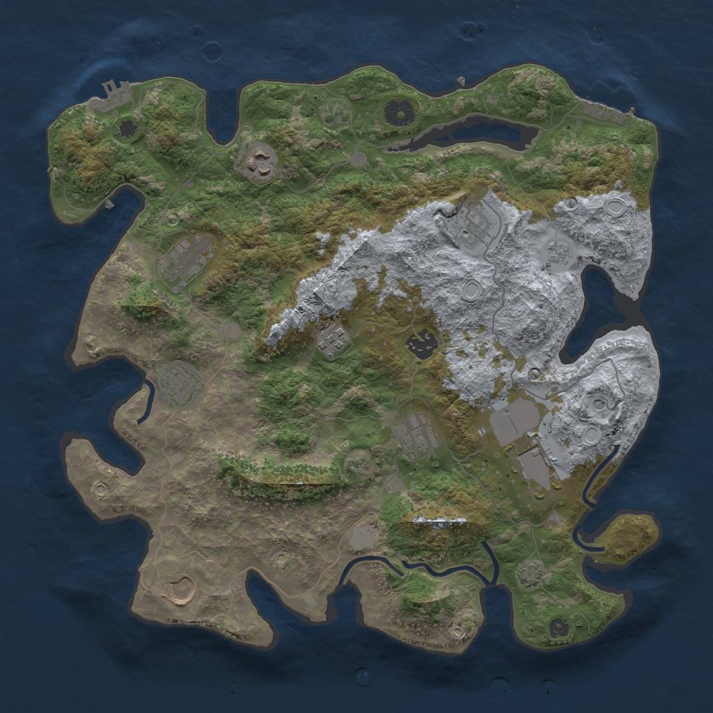 Rust Map: Procedural Map, Size: 3700, Seed: 17183821, 17 Monuments
