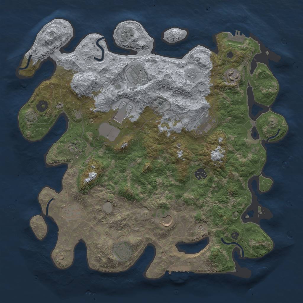 Rust Map: Procedural Map, Size: 3900, Seed: 62909248, 18 Monuments