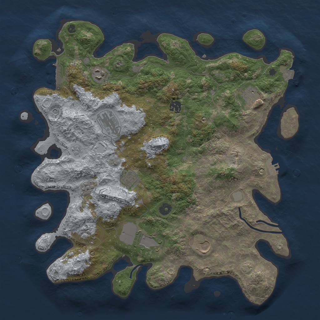 Rust Map: Procedural Map, Size: 3950, Seed: 78103843, 17 Monuments
