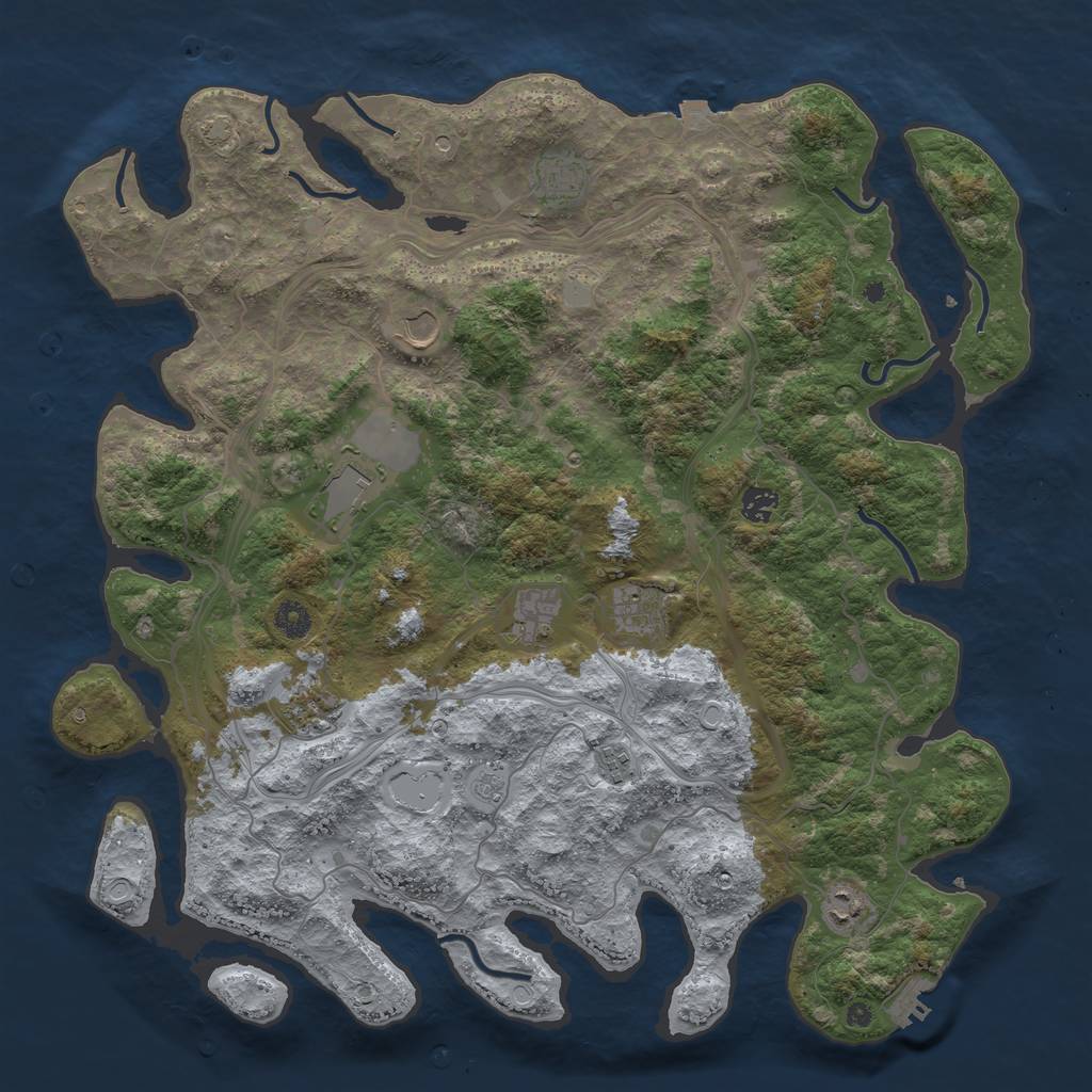 Rust Map: Procedural Map, Size: 4400, Seed: 97585671, 16 Monuments