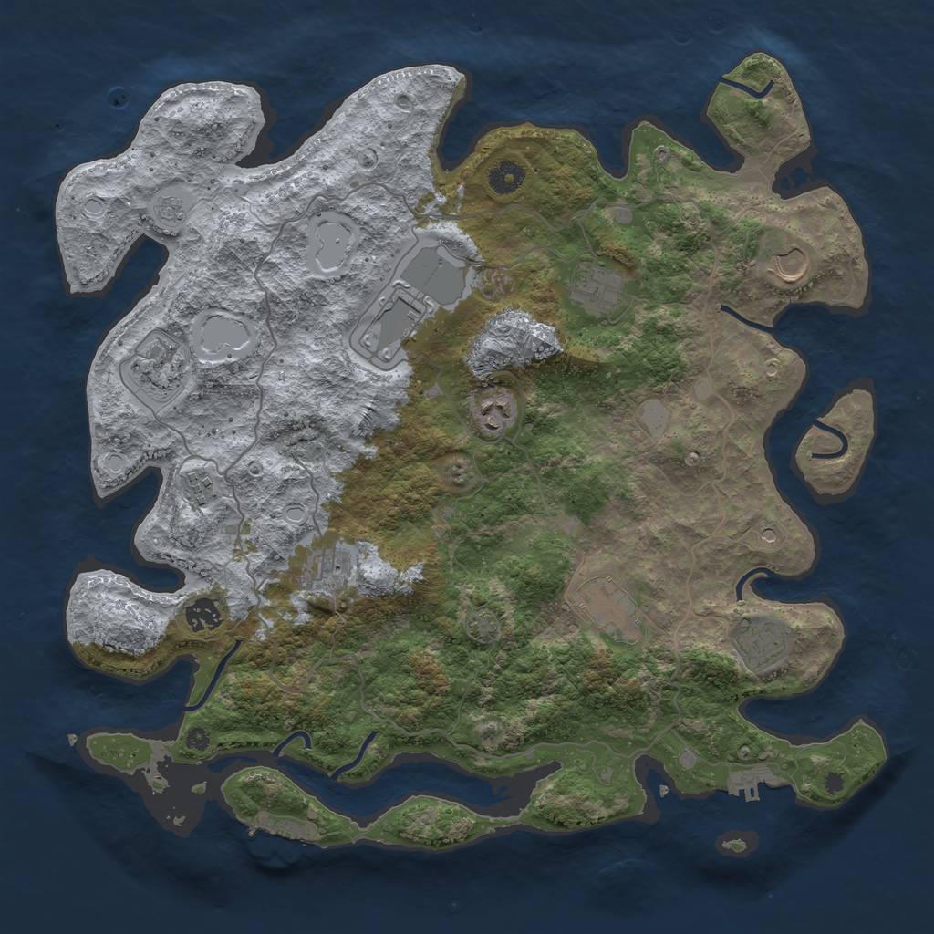Rust Map: Procedural Map, Size: 4100, Seed: 32912214, 18 Monuments