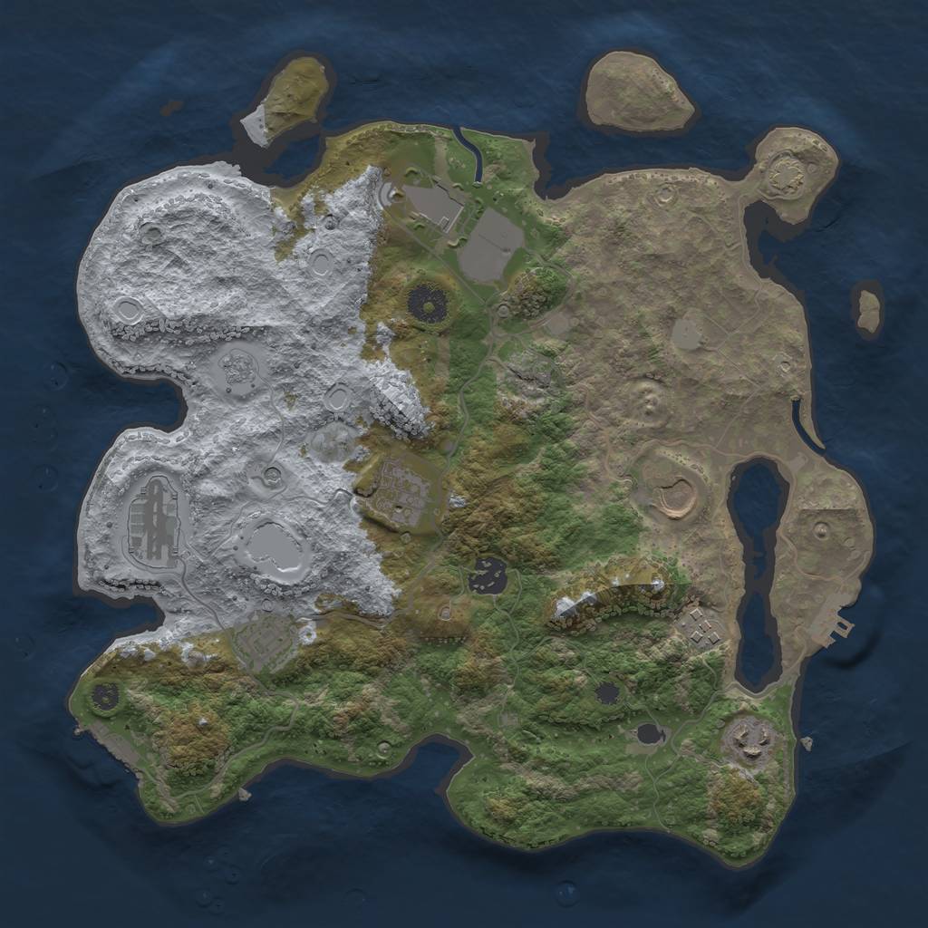 Rust Map: Procedural Map, Size: 3500, Seed: 61216534, 16 Monuments