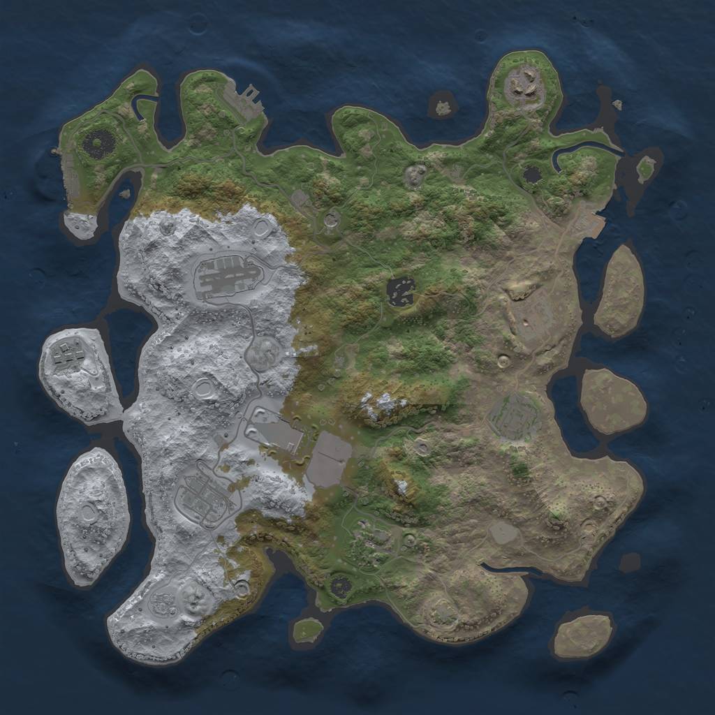 Rust Map: Procedural Map, Size: 3500, Seed: 872, 17 Monuments