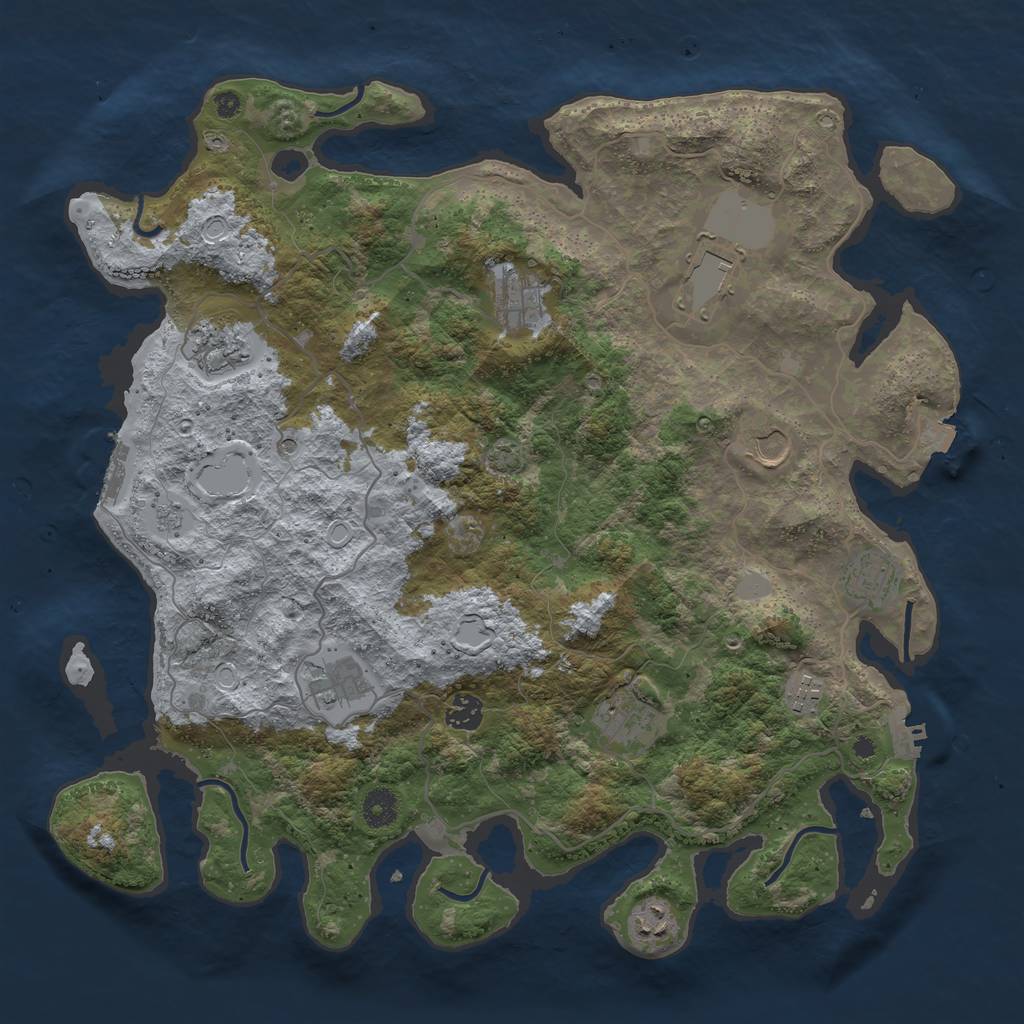 Rust Map: Procedural Map, Size: 4100, Seed: 14047156, 18 Monuments