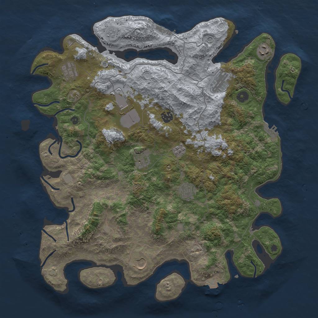 Rust Map: Procedural Map, Size: 4200, Seed: 385939960, 17 Monuments