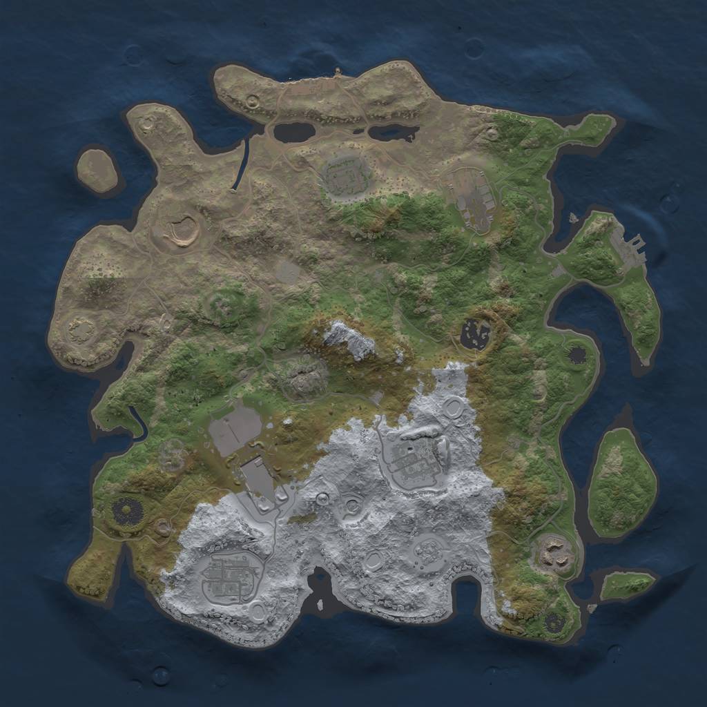 Rust Map: Procedural Map, Size: 3500, Seed: 44430838, 16 Monuments