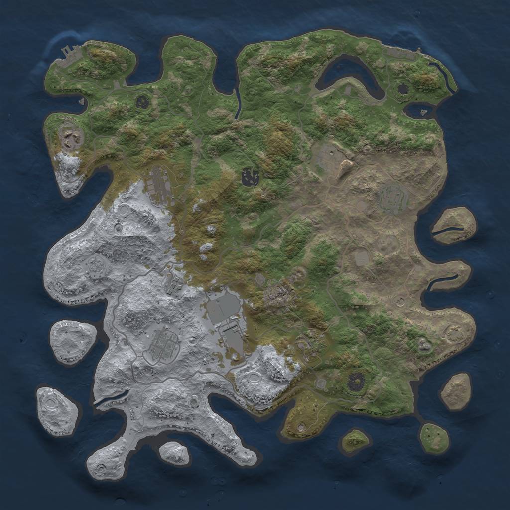 Rust Map: Procedural Map, Size: 4000, Seed: 54531662, 17 Monuments