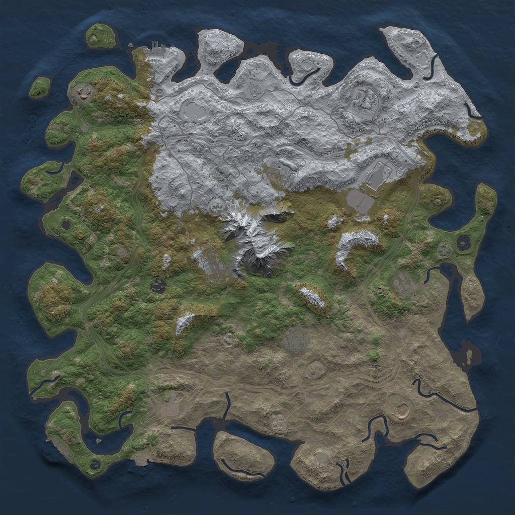 Rust Map: Procedural Map, Size: 5000, Seed: 555536, 19 Monuments