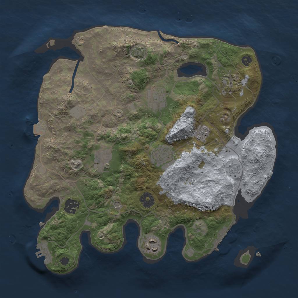 Rust Map: Procedural Map, Size: 3000, Seed: 2456689, 15 Monuments