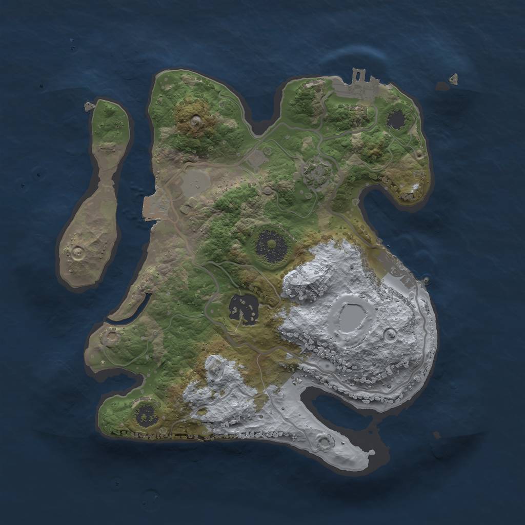 Rust Map: Procedural Map, Size: 2469, Seed: 5258, 7 Monuments