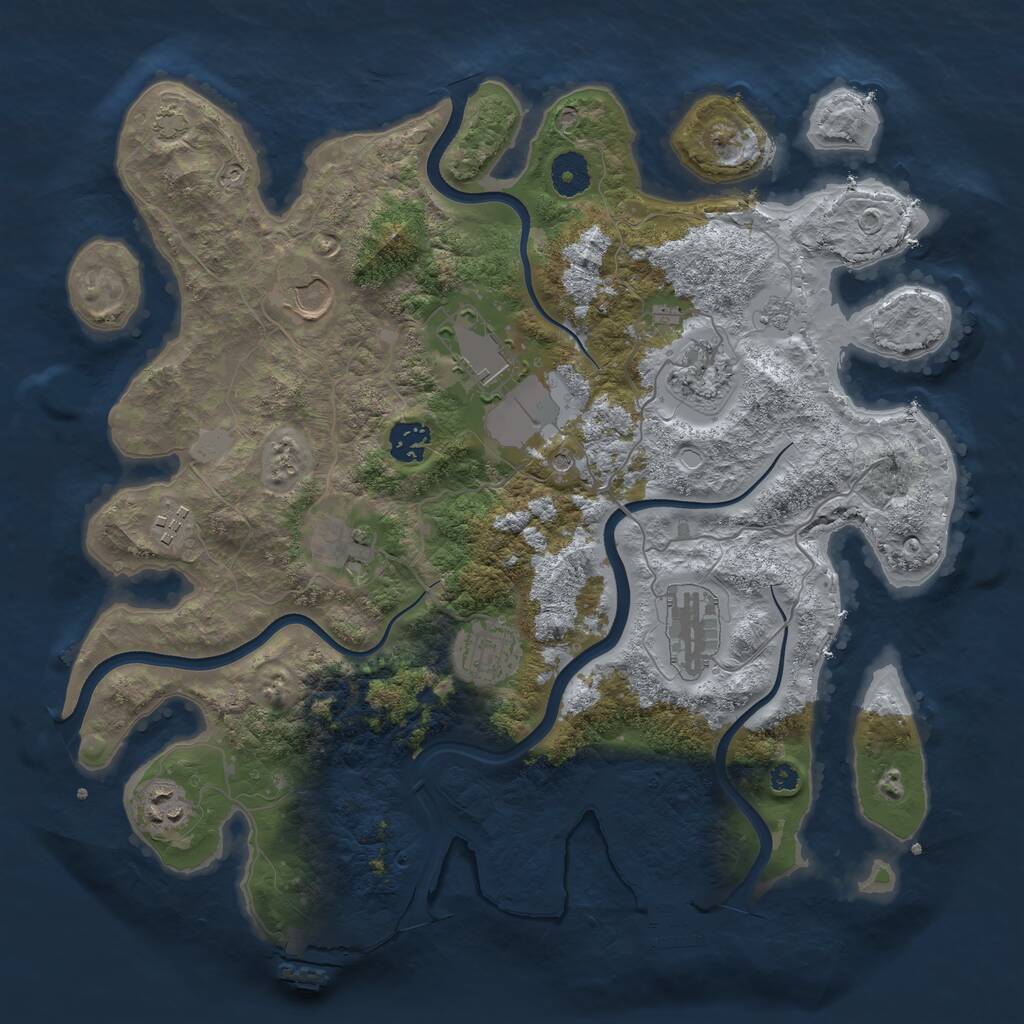 Rust Map: Procedural Map, Size: 3700, Seed: 50161043, 15 Monuments