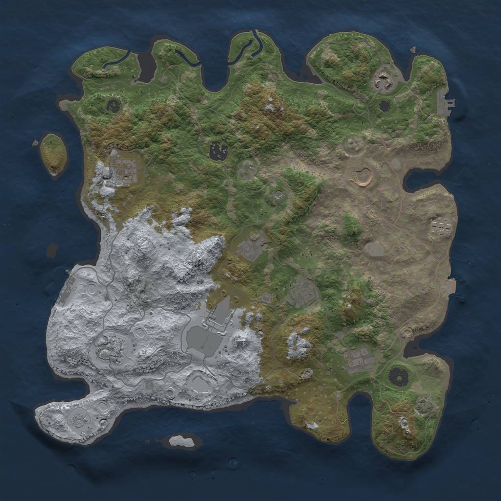 Rust Map: Procedural Map, Size: 3900, Seed: 45387366, 18 Monuments