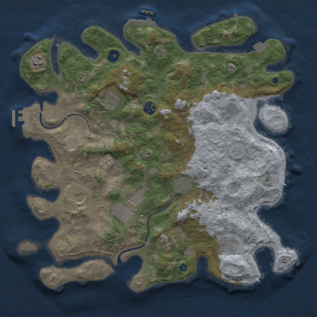 Rust Map: Procedural Map, Size: 3950, Seed: 49656832, 16 Monuments