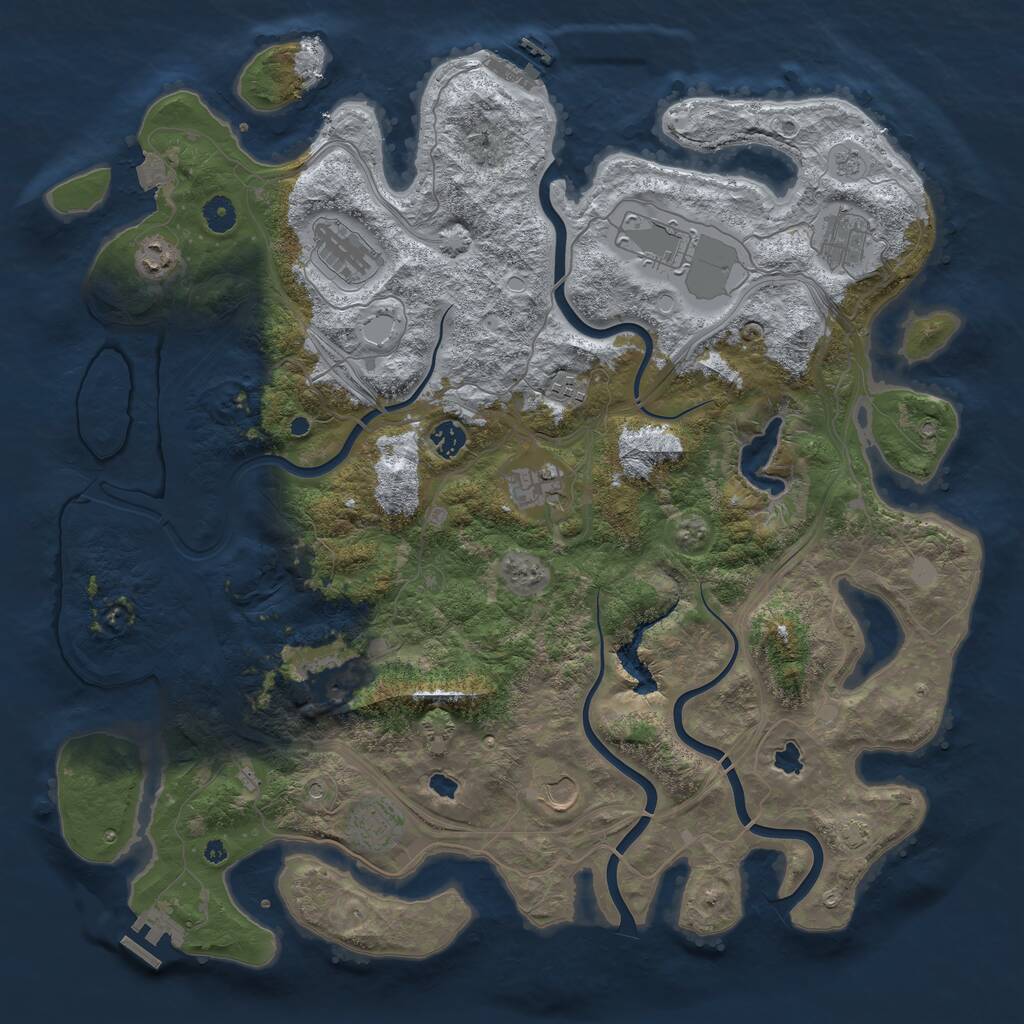 Rust Map: Procedural Map, Size: 4500, Seed: 1234564, 16 Monuments