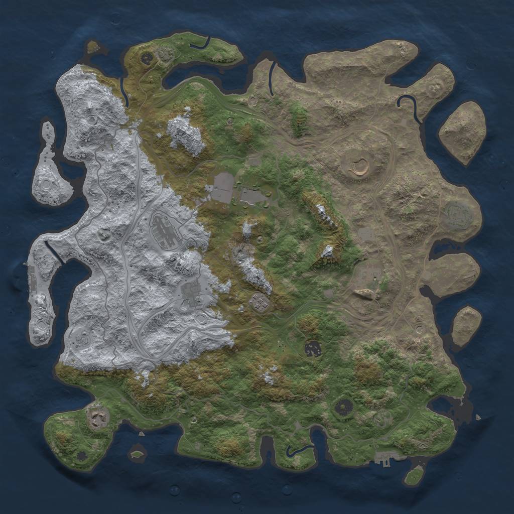 Rust Map: Procedural Map, Size: 4500, Seed: 1434566, 17 Monuments