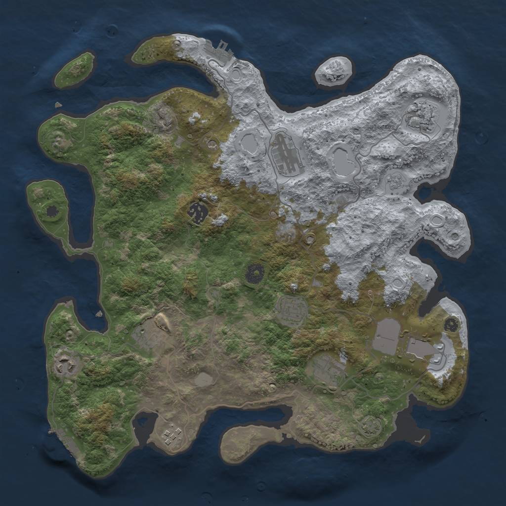 Rust Map: Procedural Map, Size: 3750, Seed: 26822439, 17 Monuments