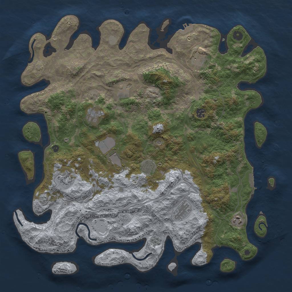 Rust Map: Procedural Map, Size: 4500, Seed: 1234562, 18 Monuments