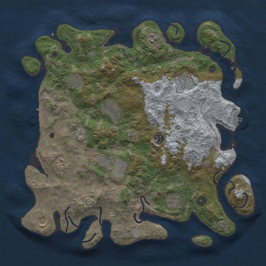 Rust Map: Procedural Map, Size: 4000, Seed: 1666756601, 18 Monuments